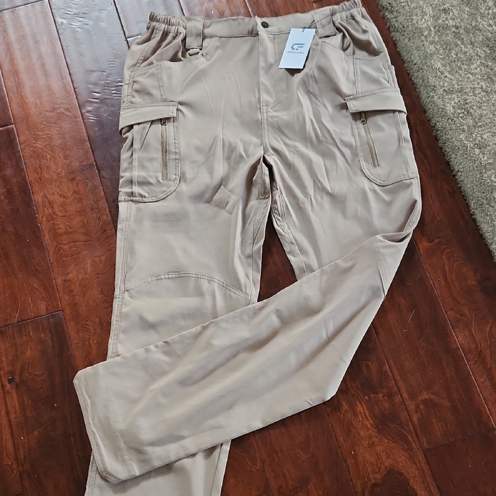 Mens Bundle Kahki Flexcamo Pants Size 34 X 34.  7 Pockets. TWO Pair